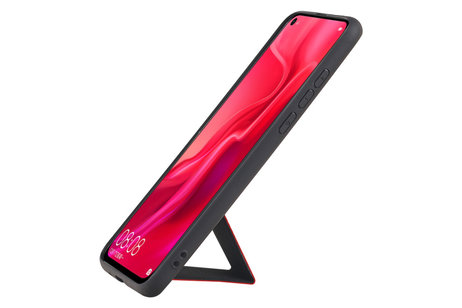 Grip Stand Hardcase Backcover - Telefoonhoesje - Achterkant Hoesje - Geschikt voor Huawei Nova 4 - Rood