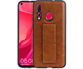 Grip Stand Hardcase Backcover - Telefoonhoesje - Achterkant Hoesje - Geschikt voor Huawei Nova 4 - Bruin