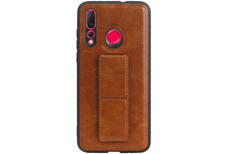 Grip Stand Hardcase Backcover - Telefoonhoesje - Achterkant Hoesje - Geschikt voor Huawei Nova 4 - Bruin