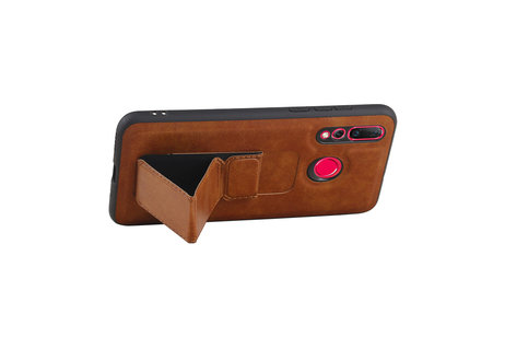 Grip Stand Hardcase Backcover - Telefoonhoesje - Achterkant Hoesje - Geschikt voor Huawei Nova 4 - Bruin