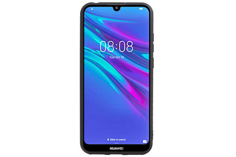BAOHU Grip Stand Hardcase Backcover - Telefoonhoesje - Achterkant Hoesje - Geschikt voor Huawei Y6 2019 - Zwart