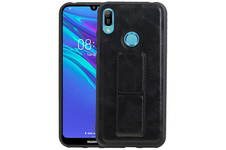BAOHU Grip Stand Hardcase Backcover - Telefoonhoesje - Achterkant Hoesje - Geschikt voor Huawei Y6 2019 - Zwart