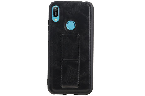 BAOHU Grip Stand Hardcase Backcover - Telefoonhoesje - Achterkant Hoesje - Geschikt voor Huawei Y6 2019 - Zwart