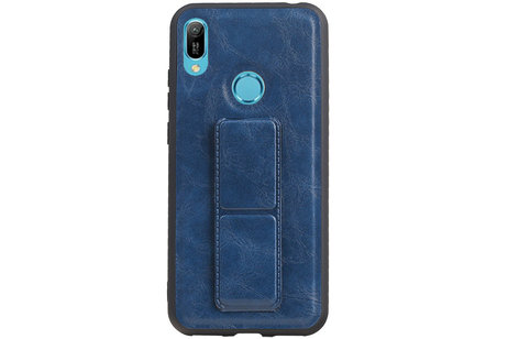 Grip Stand Hardcase Backcover - Telefoonhoesje - Achterkant Hoesje - Geschikt voor Huawei Y6 2019 - Blauw