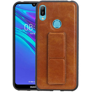 BAOHU Grip Stand Hardcase Backcover - Telefoonhoesje - Achterkant Hoesje - Geschikt voor Huawei Y6 2019 - Bruin
