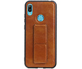 BAOHU Grip Stand Hardcase Backcover - Telefoonhoesje - Achterkant Hoesje - Geschikt voor Huawei Y6 2019 - Bruin