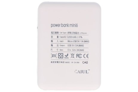 CAIUL Mini Power Bank Mini 6 6.200mAh Wit