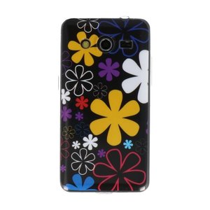 Zwart Bloem TPU Case Cover Hoesje voor Samsung Galaxy Core 2 G355H