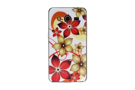 Wit Bloem TPU Case Cover Hoesje voor Samsung Galaxy Core 2 G355H