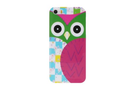 Roze Uil Hard Case Cover Hoesje voor Apple iPhone 5/5s/SE