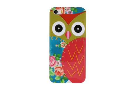 Rood Uil Hard Case Cover Hoesje voor Apple iPhone 5/5s/SE