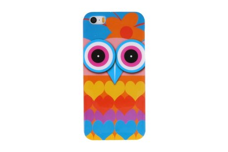 Uil met Hartjes Hard Case Cover Hoesje - Geschikt voor Apple iPhone 5/5s/SE