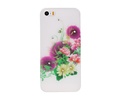 Wit Paarse Bloem Hard Case Cover Hoesje voor Apple iPhone 5/5s/SE
