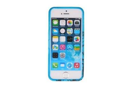 Blauw Vlinder TPU Case Cover Hoesje - Geschikt voor Apple iPhone 5/5s/SE
