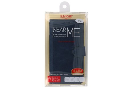 KAIYUE - Luxe Portemonnee Hoesje - Pasjeshouder Telefoonhoesje - Wallet Case - Geschikt voor iPhone 11 Navy