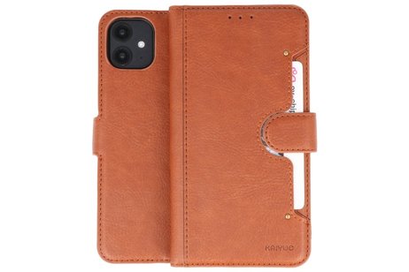 KAIYUE - Luxe Portemonnee Hoesje - Pasjeshouder Telefoonhoesje - Wallet Case - Geschikt voor iPhone 11 Bruin