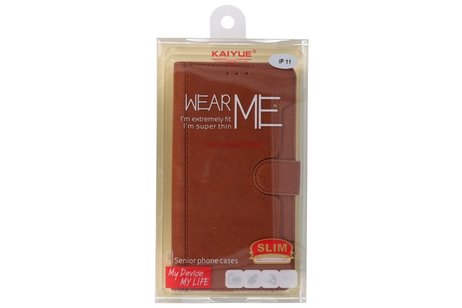 KAIYUE - Luxe Portemonnee Hoesje - Pasjeshouder Telefoonhoesje - Wallet Case - Geschikt voor iPhone 11 Bruin