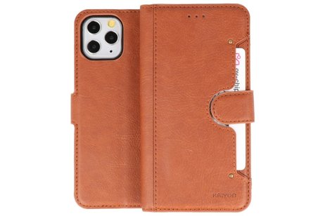 KAIYUE - Luxe Portemonnee Hoesje - Pasjeshouder Telefoonhoesje - Wallet Case - Geschikt voor iPhone 11 Pro Bruin