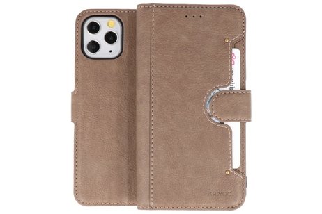 BAOHU KAIYUE - Luxe Portemonnee Hoesje - Pasjeshouder Telefoonhoesje - Wallet Case - Geschikt voor iPhone 11 Pro Grijs