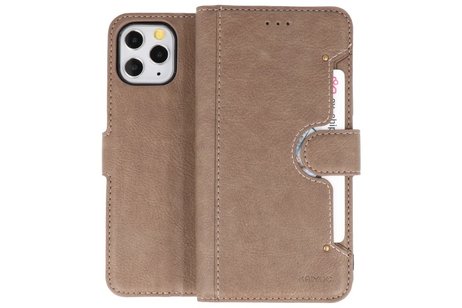KAIYUE - Luxe Portemonnee Hoesje - Pasjeshouder Telefoonhoesje - Wallet Case - Geschikt voor iPhone 11 Pro Grijs