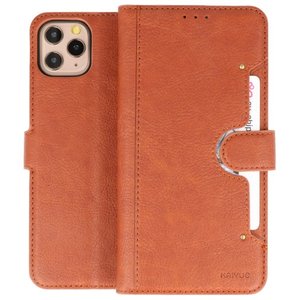 KAIYUE - Luxe Portemonnee Hoesje - Pasjeshouder Telefoonhoesje - Wallet Case - Geschikt voor iPhone 11 Pro Max Bruin