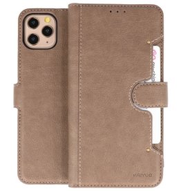 KAIYUE - Luxe Portemonnee Hoesje iPhone 11 Pro Max Grijs