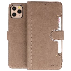 KAIYUE - Luxe Portemonnee Hoesje - Pasjeshouder Telefoonhoesje - Wallet Case - Geschikt voor iPhone 11 Pro Max Grijs