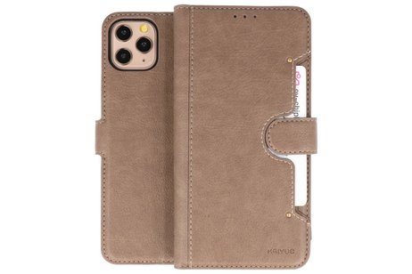 KAIYUE - Luxe Portemonnee Hoesje - Pasjeshouder Telefoonhoesje - Wallet Case - Geschikt voor iPhone 11 Pro Max Grijs