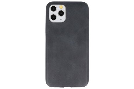 Leder Design Back Cover Geschikt voor iPhone 11 Pro Zwart