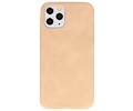 Leder Design Back Cover voor iPhone 11 Pro Beige