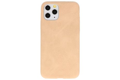 Leder Design Back Cover voor iPhone 11 Pro Beige