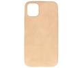 Leder Design Back Cover voor iPhone 11 Pro Beige