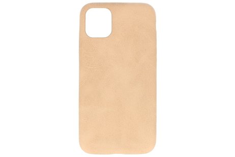 Leder Design Back Cover voor iPhone 11 Pro Beige