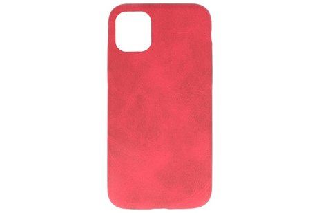 Leder Design Back Cover voor iPhone 11 Pro Rood