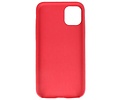 Leder Design Back Cover voor iPhone 11 Pro Rood