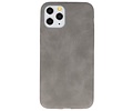 Leder Design Back Cover voor iPhone 11 Pro Grijs