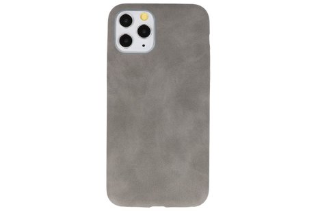 Leder Design Back Cover voor iPhone 11 Pro Grijs