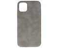 Leder Design Back Cover voor iPhone 11 Pro Grijs