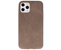 Leder Design Back Cover voor iPhone 11 Pro Donker Bruin