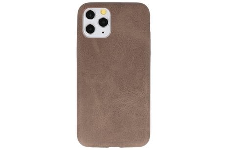 BAOHU Leder Design Back Cover Geschikt voor iPhone 11 Pro Donker Bruin