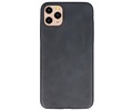 Leder Design Back Cover voor iPhone 11 Pro Max Zwart