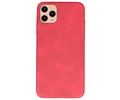 Leder Design Back Cover voor iPhone 11 Pro Max Rood