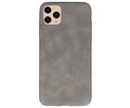 Leder Design Back Cover voor iPhone 11 Pro Max Grijs