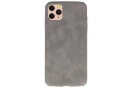 Leder Design Back Cover voor iPhone 11 Pro Max Grijs