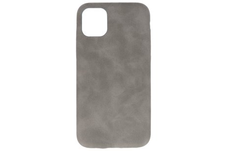 Leder Design Back Cover voor iPhone 11 Pro Max Grijs