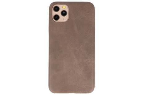 BAOHU Leder Design Back Cover Geschikt voor iPhone 11 Pro Max Donker Bruin