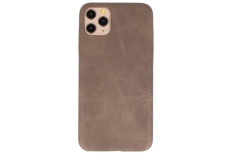 Leder Design Back Cover voor iPhone 11 Pro Max Donker Bruin