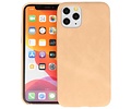 Leder Design Back Cover voor iPhone 11 Pro Beige