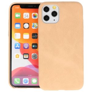 Leder Design Back Cover voor iPhone 11 Pro Beige