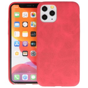 Leder Design Back Cover voor iPhone 11 Pro Rood